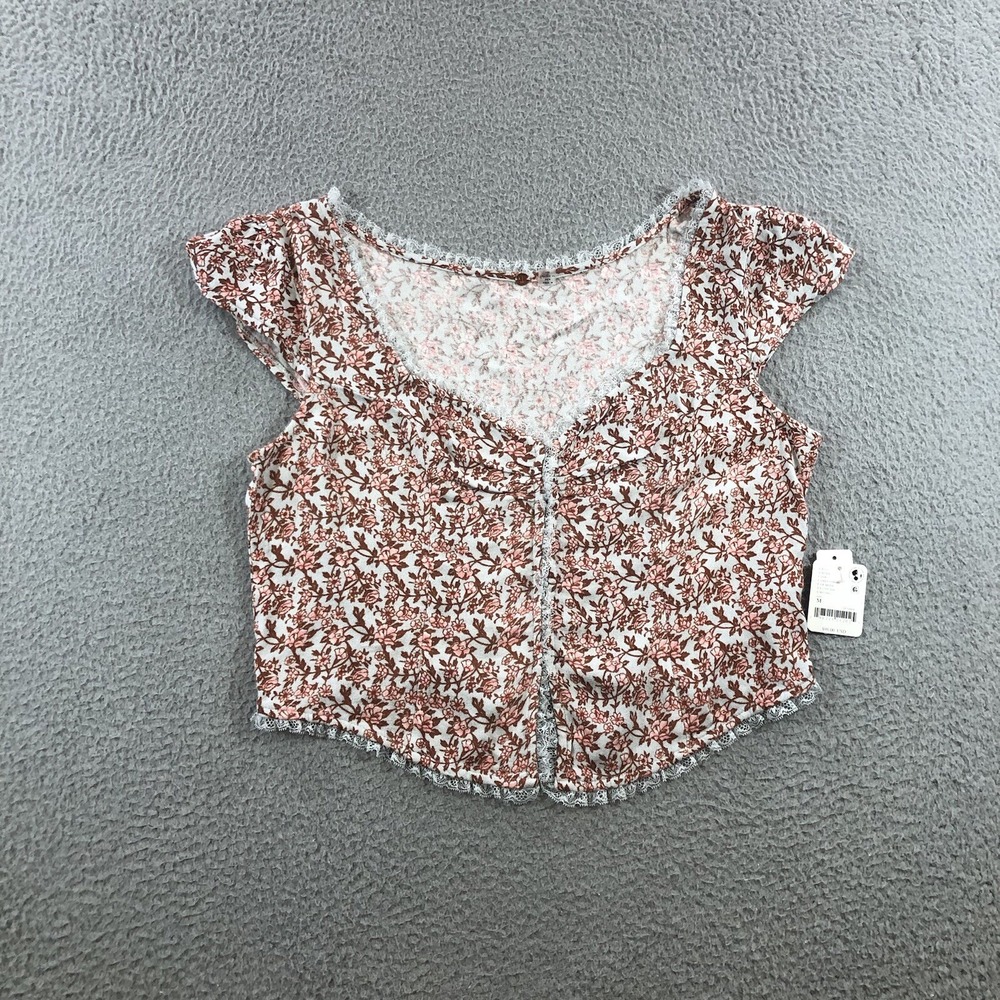 free people tunic top Women's M Pink Gray Combo Boho India Cap Sleeve